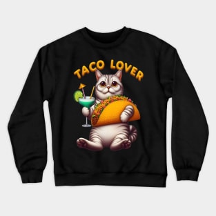 Feline Fiesta With Taco and Drink Crewneck Sweatshirt